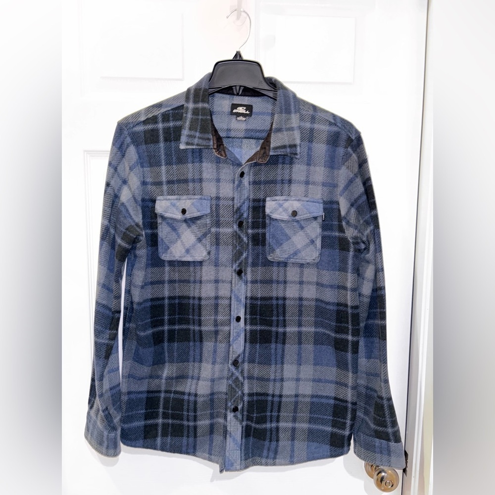 O'Neill Voyager Men’s Cotton Flannel Shirt Blue SZ L - Picture 1 of 10